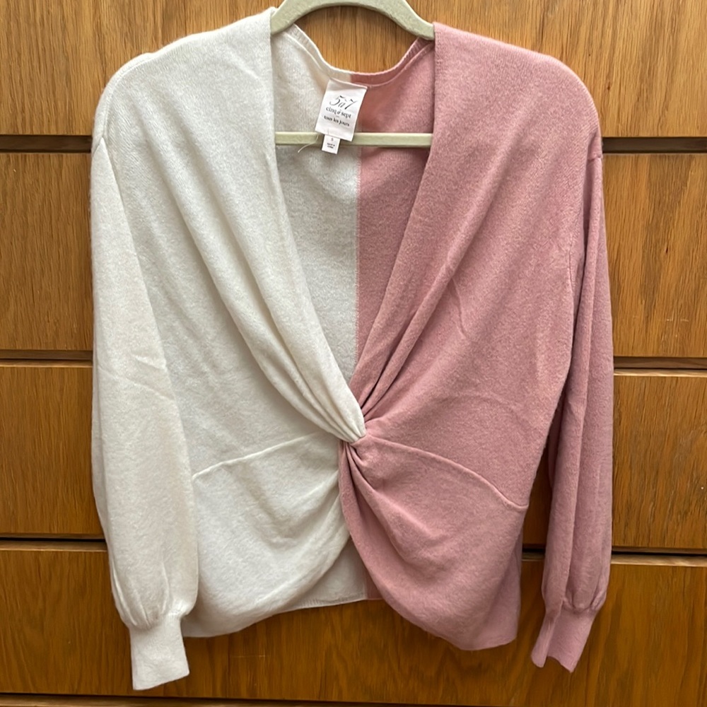 Cinq à Sept Esme Two-Tone Cashmere Sweater size small